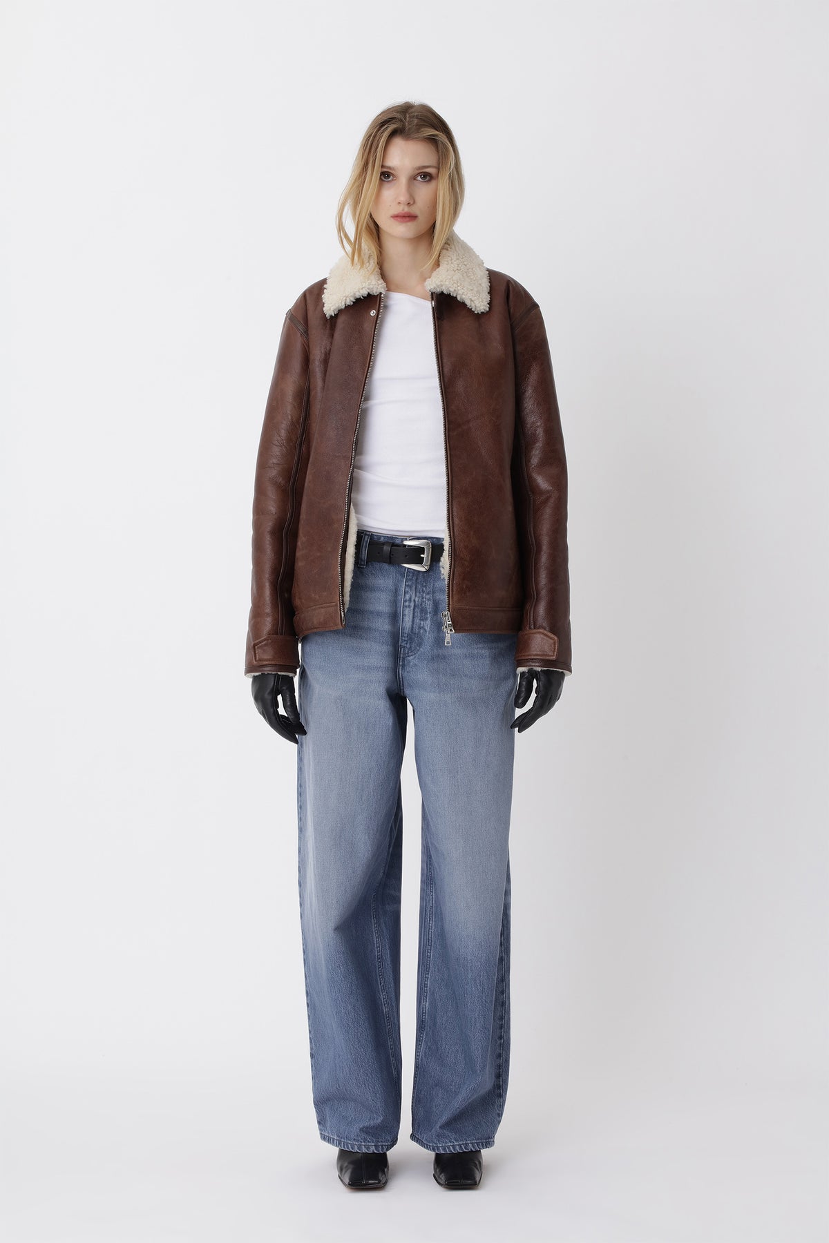 Won Hundred Unisex Palma Shearling Jacket W Leather Garment Pawn Brown