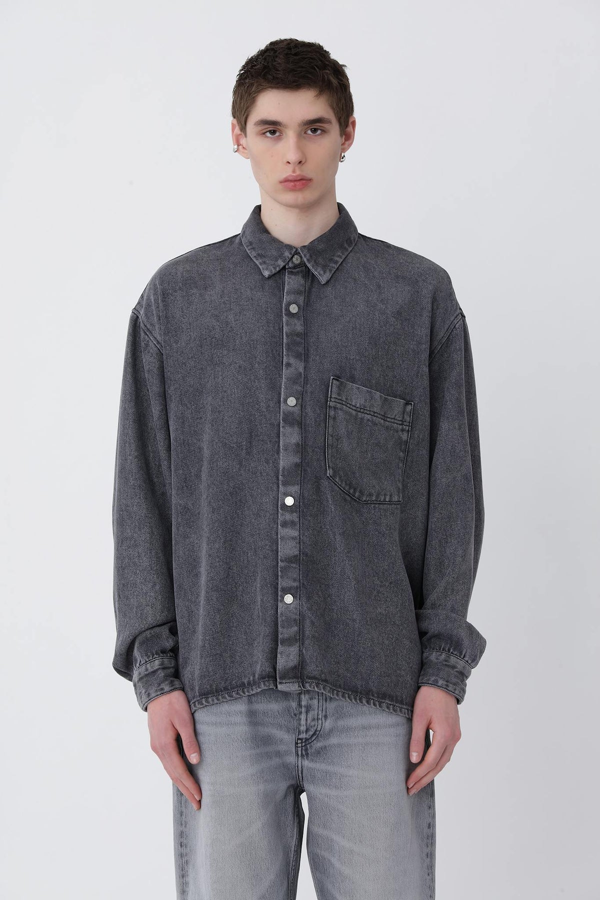 Maza Denim Shirt - Washed Grey - Won Hundred Online Store