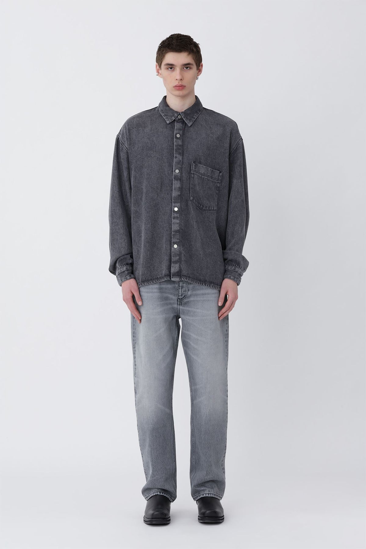 Maza Denim Shirt - Washed Grey - Won Hundred Online Store