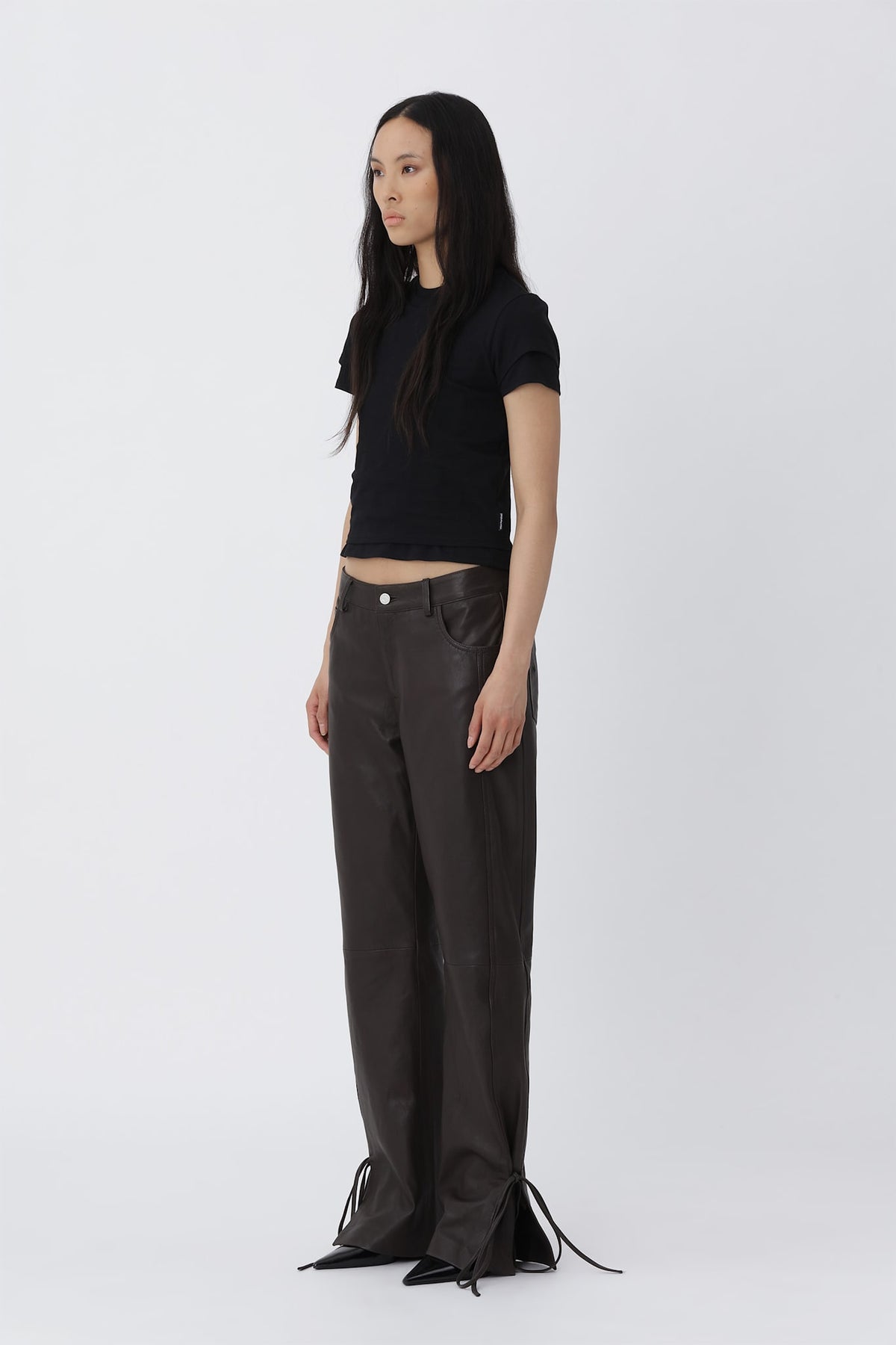 Bella String Leather Pants - Deep Brown - Won Hundred Online Store