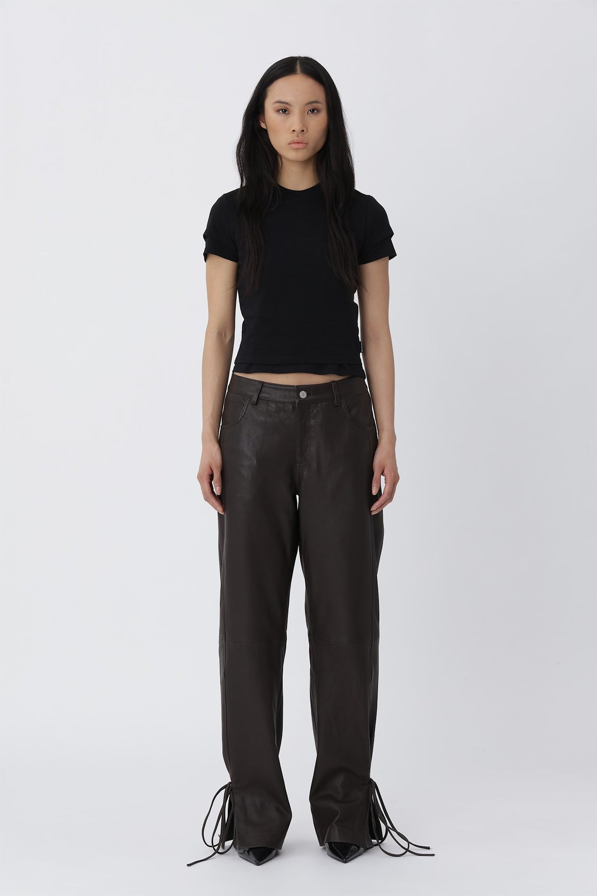 Bella String Leather Pants - Deep Brown - Won Hundred Online Store