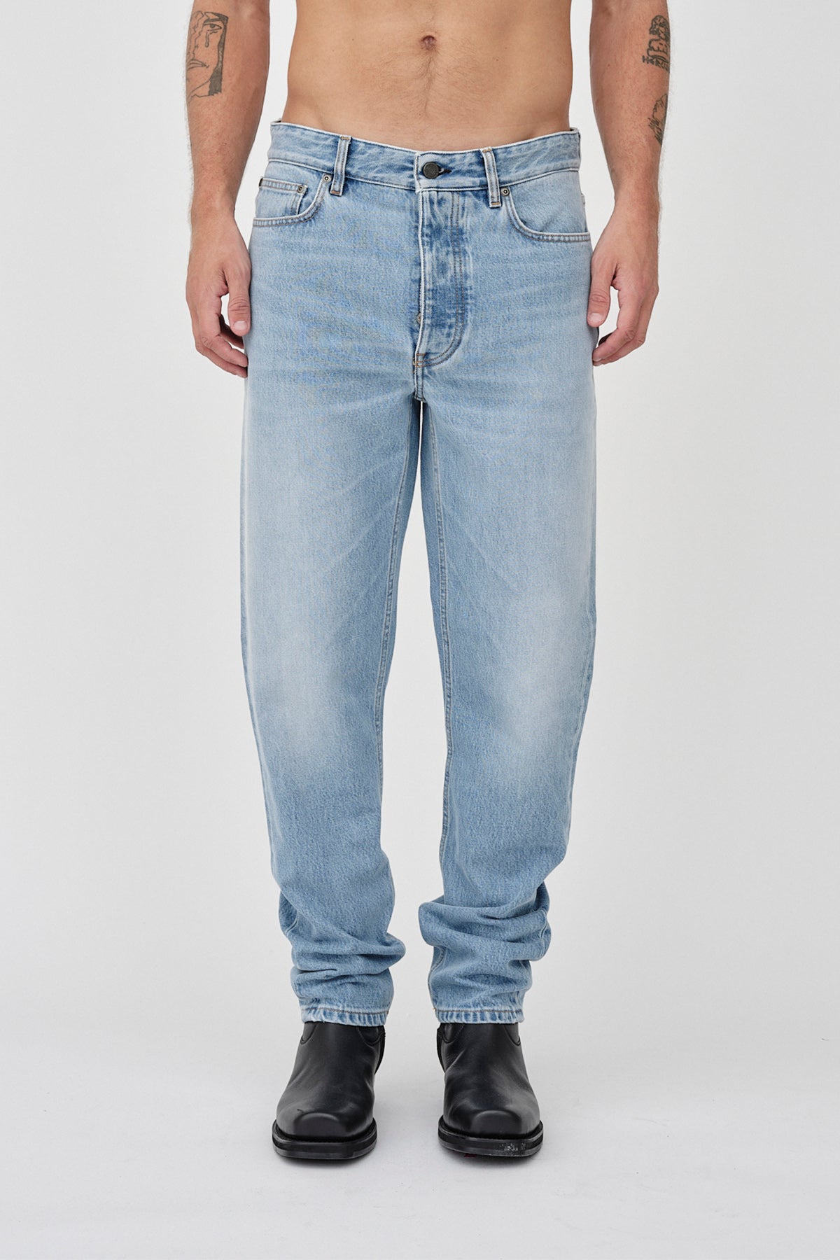Won Hundred Men Ben Beatet Medium Blue 5-Pockets Beatet Medium Blue