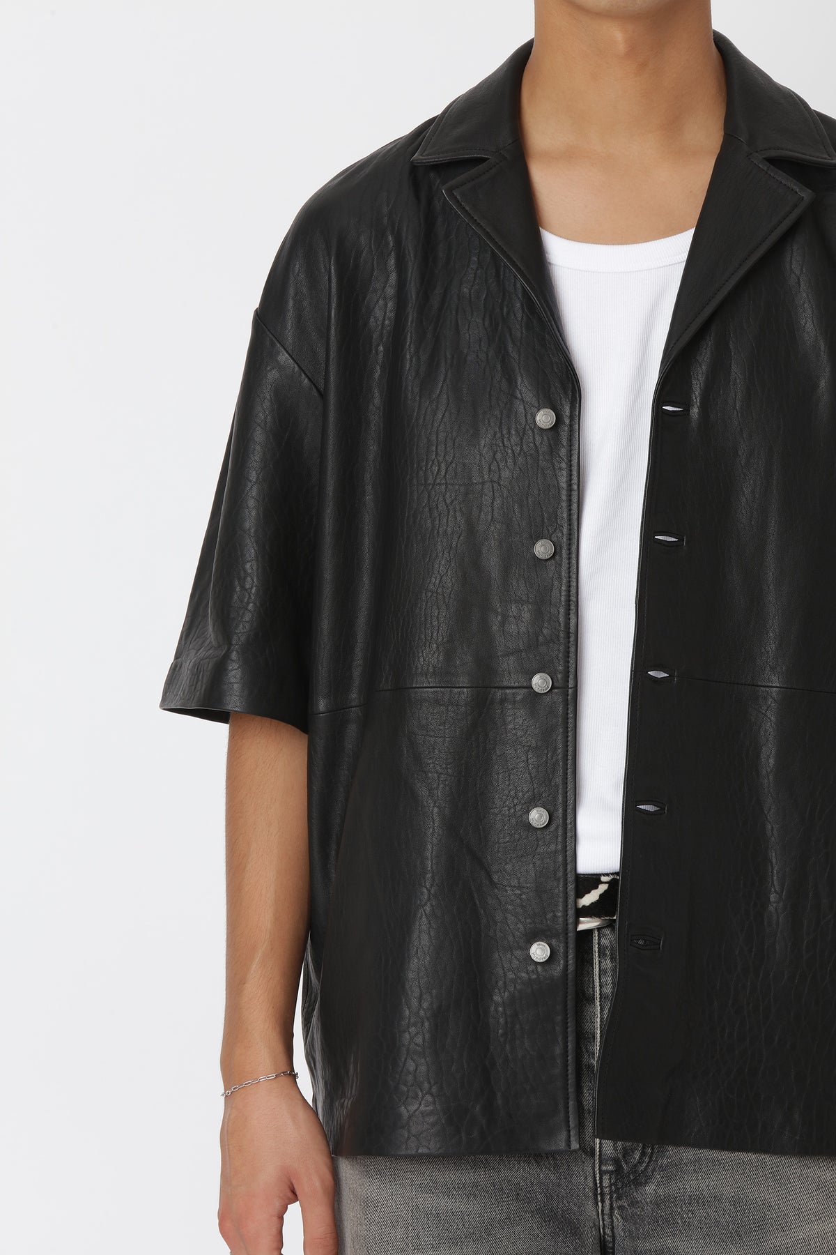 Won Hundred Men Desmond Leather Shirt Trousers Black
