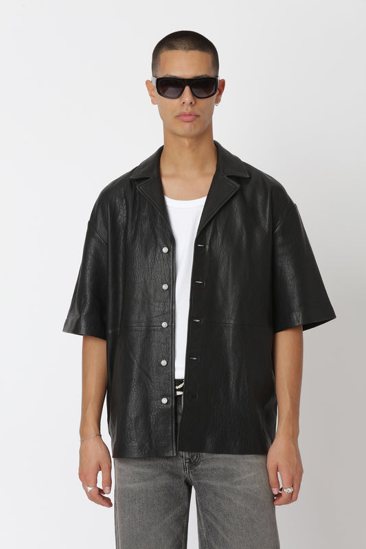Won Hundred Men Desmond Leather Shirt Trousers Black
