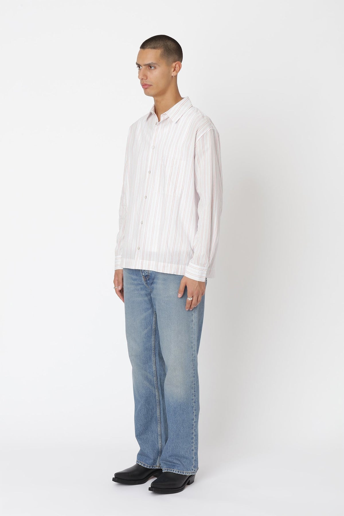 Won Hundred Men Penzo Stripe Shirt Shirt Red Stripe