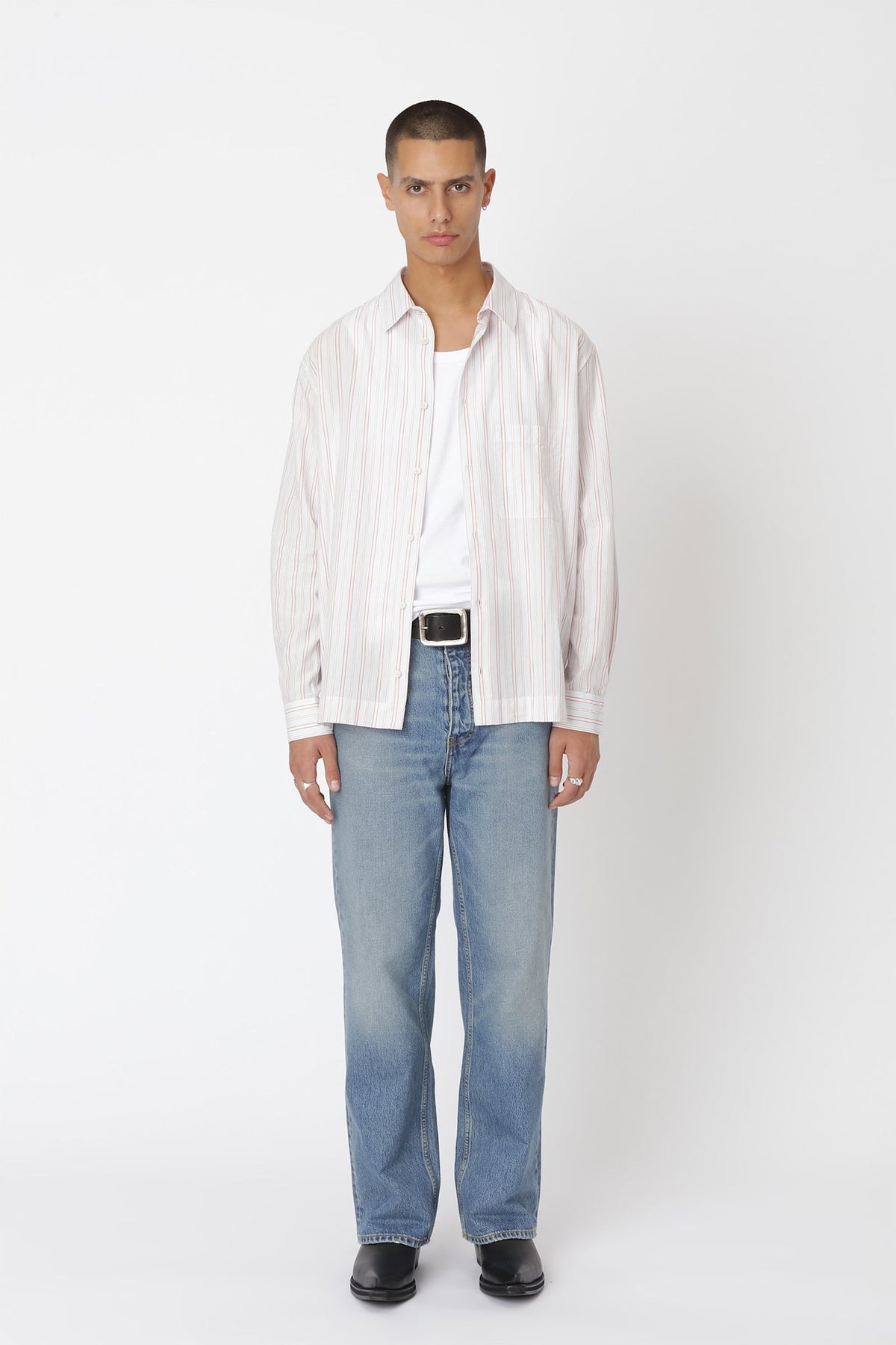 Won Hundred Men Penzo Stripe Shirt Shirt Red Stripe