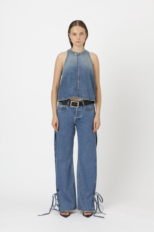 Won Hundred Women Xenia Top Top Tintet Lui Blue