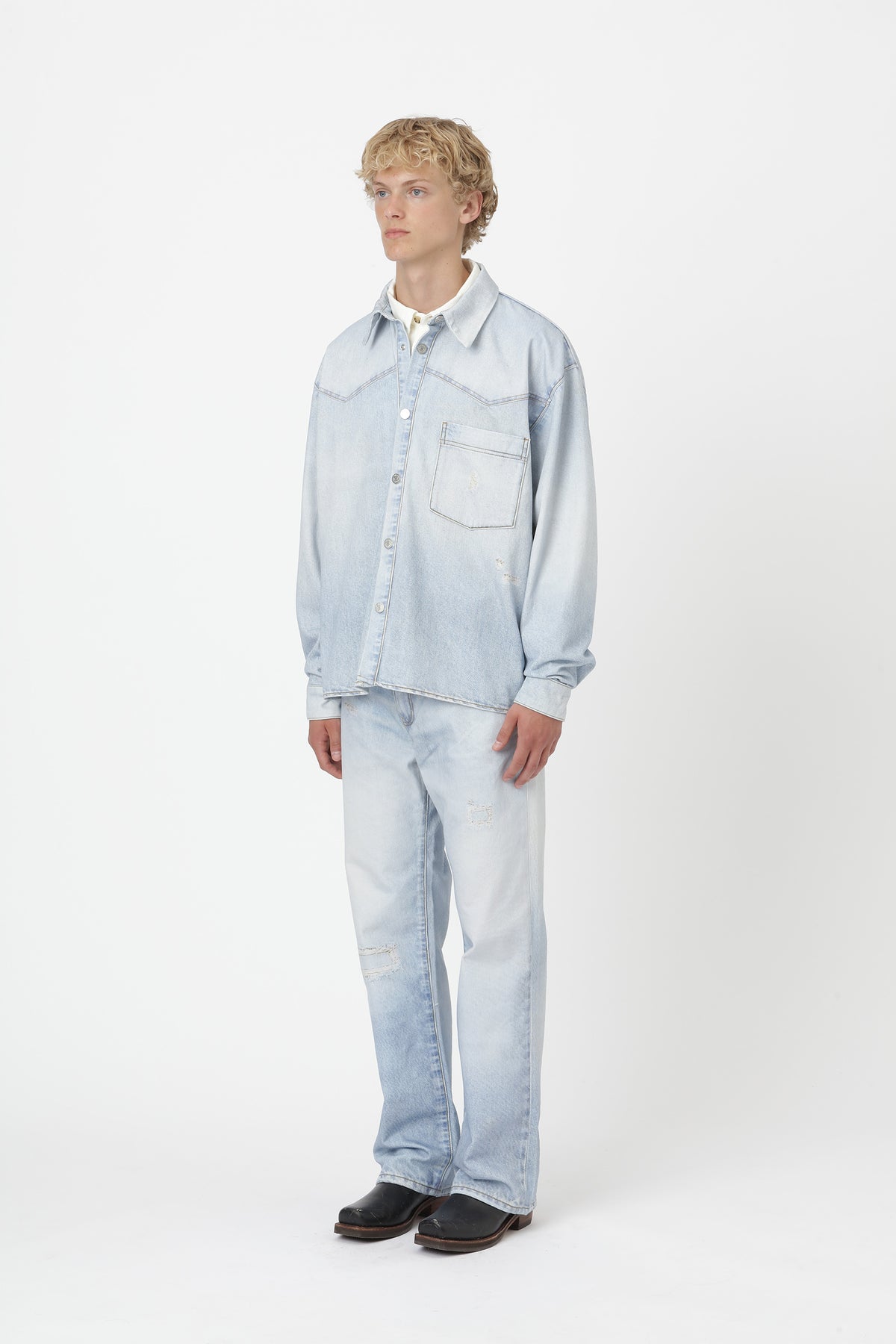 Won Hundred Men Zayne Printed Blue Denim Blue Digital Rinse