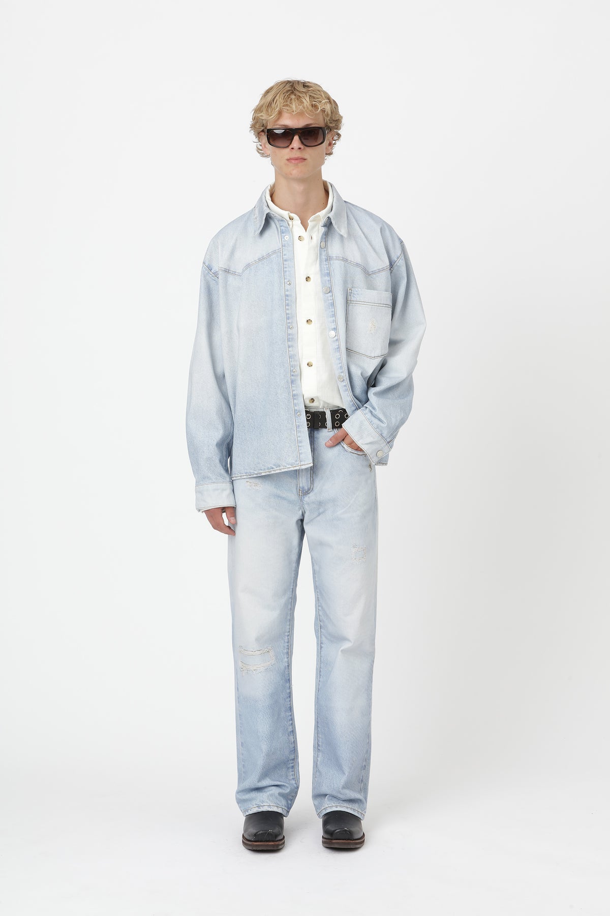 Won Hundred Men Zayne Printed Blue Denim Blue Digital Rinse