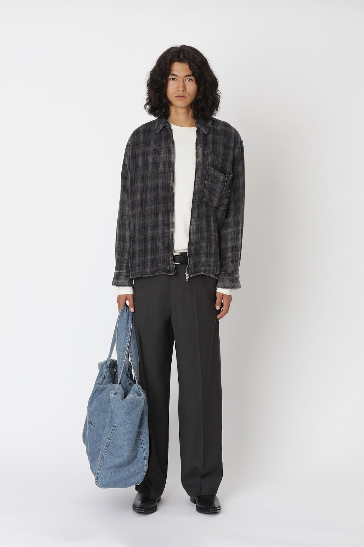 Won Hundred Men Zayne Zip Shirt Shirt Bleached Black