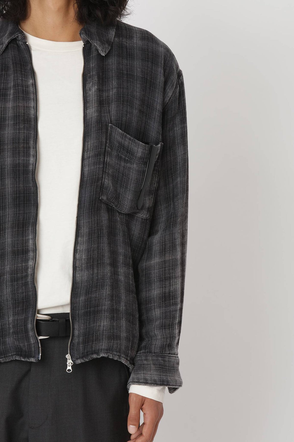 Won Hundred Men Zayne Zip Shirt Shirt Bleached Black