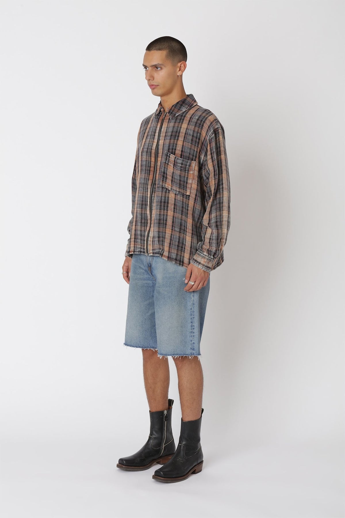 Won Hundred Men Zayne Zip Shirt Shirt Bleached Check